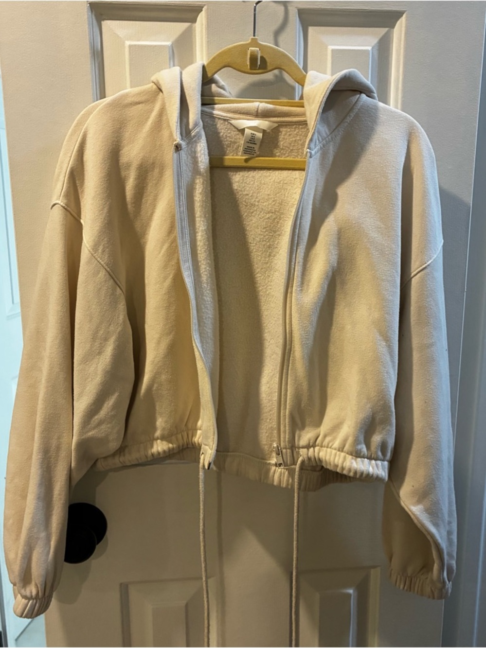 H&M Cream Hooded Zip-Up Sweatshirt
